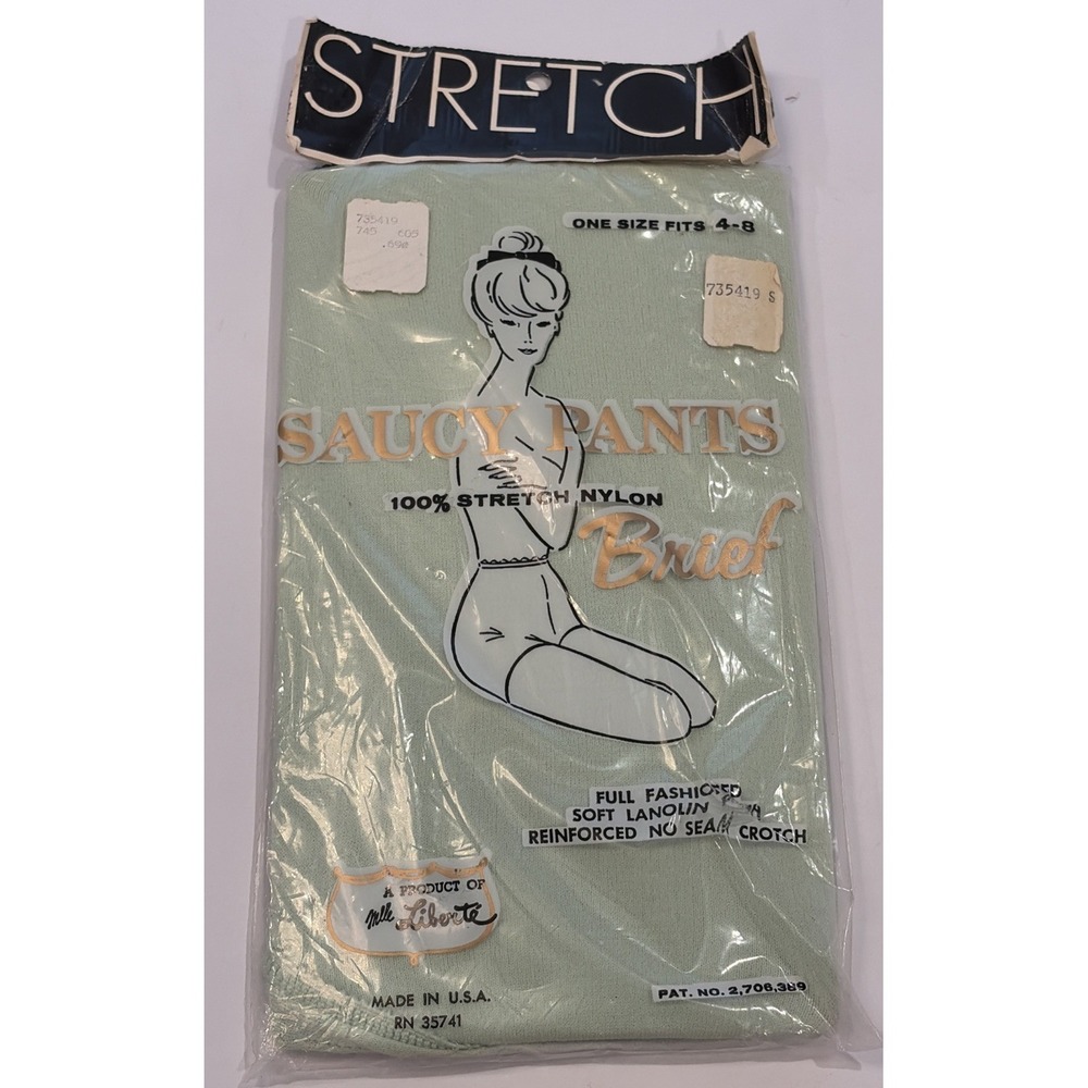 Vintage 60s Saucy Pants Mlle Liberte Mint Green Stretch Nylon Panties NOS Sealed